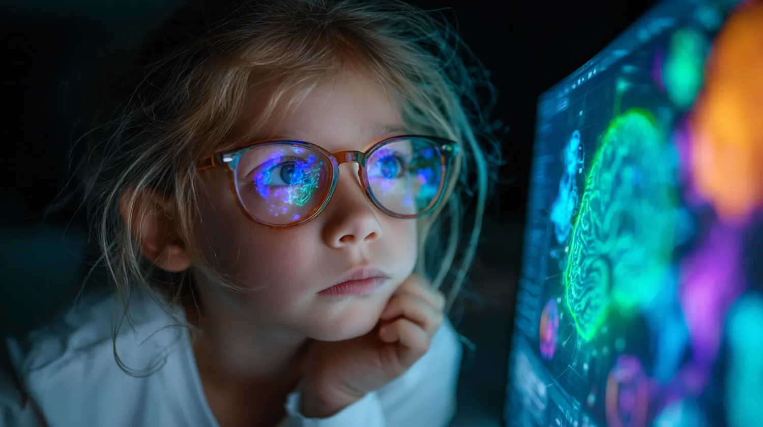 Child engaging with futuristic education technology, representing preparation for future careers