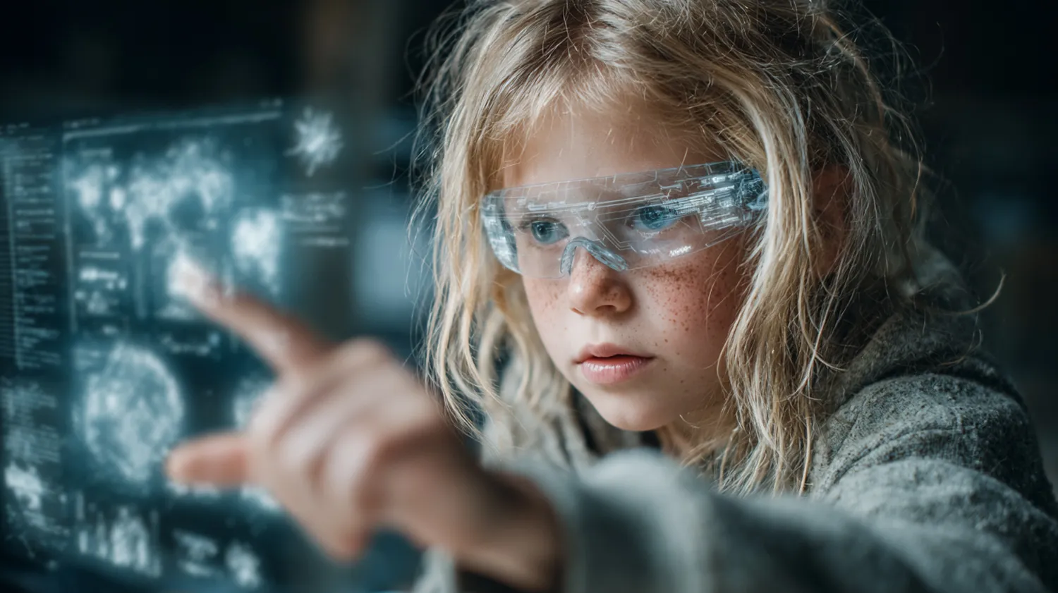 Child engaging with futuristic education technology, representing preparation for future careers