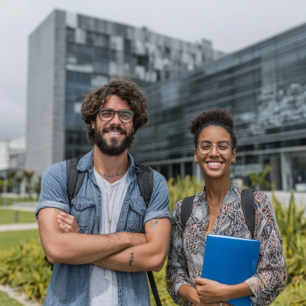 College students on a modern campus, representing the changing landscape of college admissions