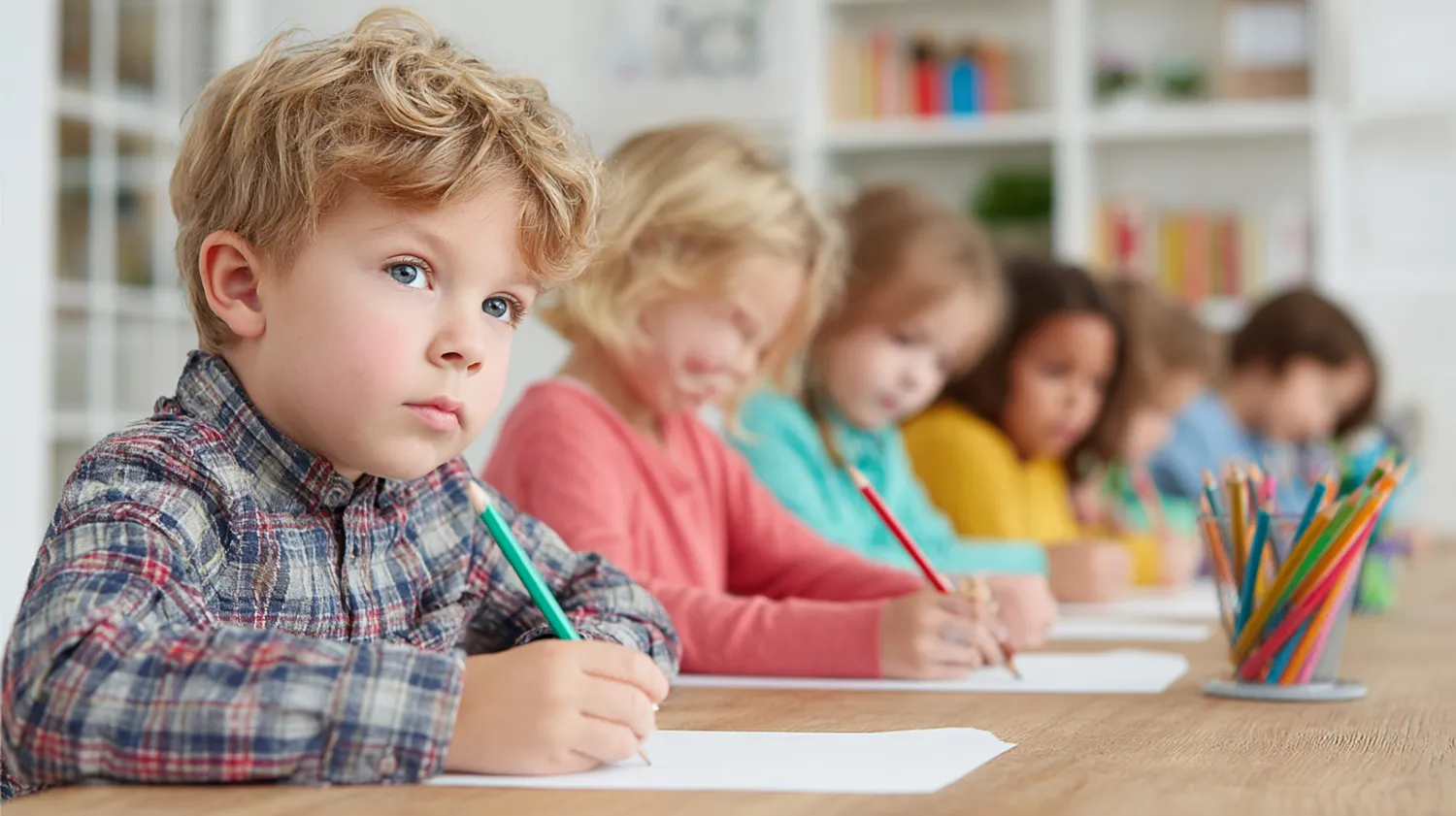 Elementary students engaged in classroom learning